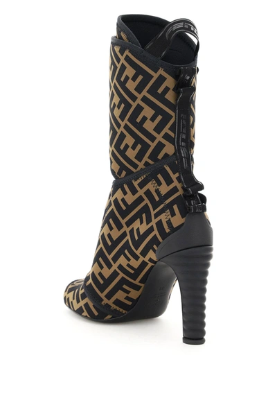 Shop Fendi Lycra Ff Promenade Boots In Brown,black