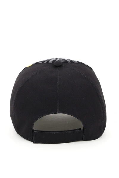 Shop Fendi Ff Stripe Baseball Hat In Black,grey,yellow