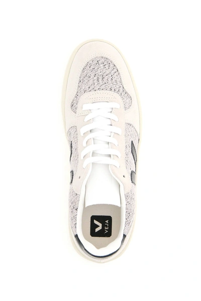 Shop Veja V-10 Flannel Sneakers In Grey,white,black