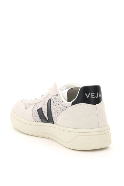 Shop Veja V-10 Flannel Sneakers In Grey,white,black