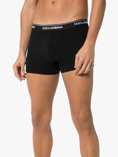 Shop Dolce & Gabbana Set Of Two Logo-print Cotton Boxer Shorts In Black