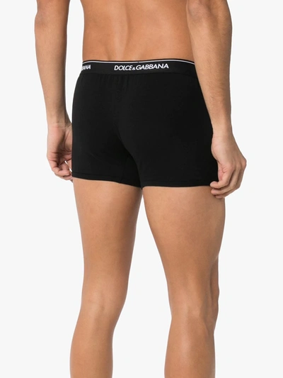 Shop Dolce & Gabbana Set Of Two Logo-print Cotton Boxer Shorts In Black