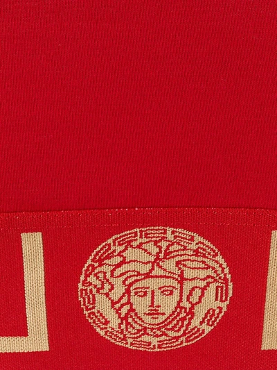 Shop Versace Halter Neck Medusa Logo Bra In Red