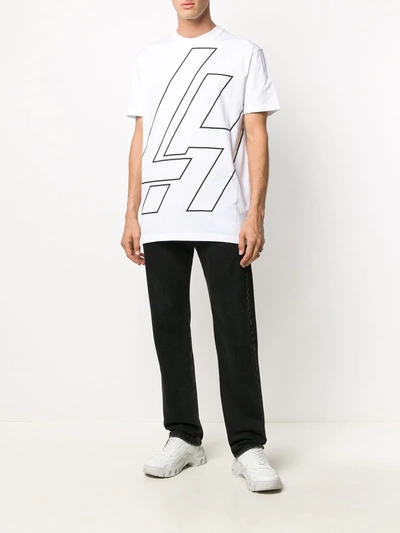 Shop Les Hommes Graphic-print Crew Neck T-shirt In White