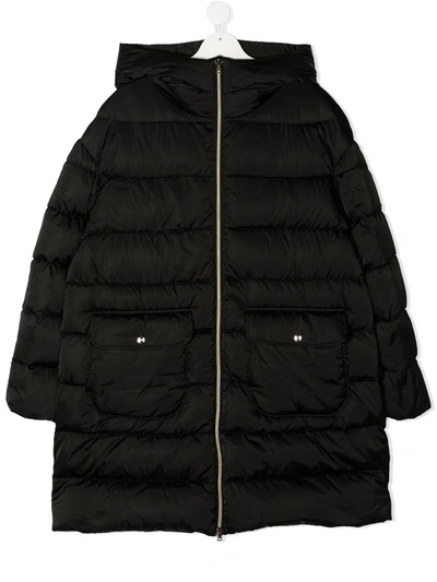Shop Herno Teen Long-sleeved Puffer Jacket In Black