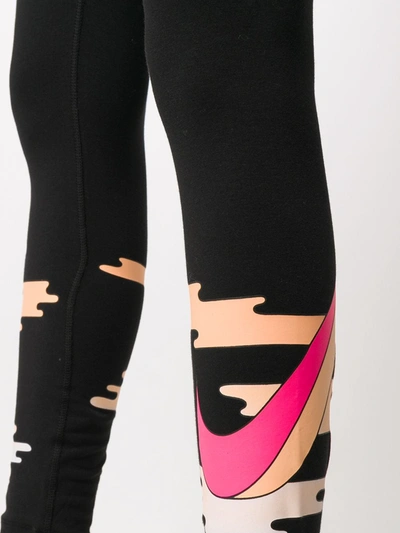 Shop Nike Swoosh Print Leggings In Black