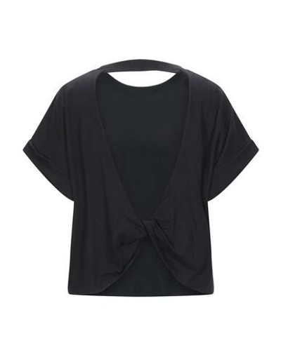 Shop Patrizia Pepe Woman T-shirt Black Size 1 Cotton, Metal, Glass