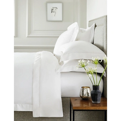 Shop The White Company Chalk Connaught Cotton And Silk-blend King Duvet Cover 225cm X 220cm