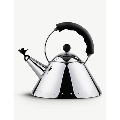 Shop Alessi Black Kettle With Bird-shaped Whistle