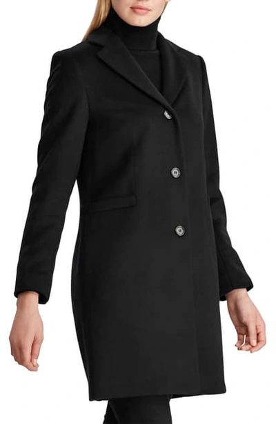 Shop Lauren Ralph Lauren Wool Blend Reefer Coat In Black3