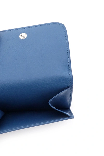 Shop Balenciaga Cash Mini Wallet In Denim Blue