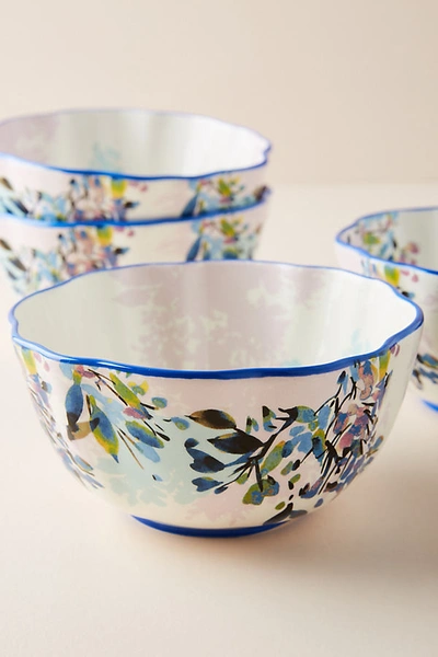 Shop Anthropologie Gardenshire Bowls, Set Of 4 In Blue