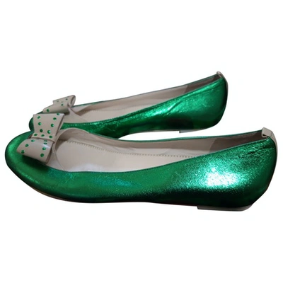 Pre-owned Marc Jacobs Green Leather Ballet Flats