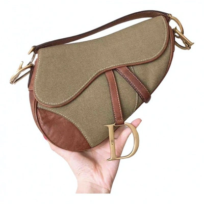 Pre-owned Dior Saddle Khaki Cloth Handbag