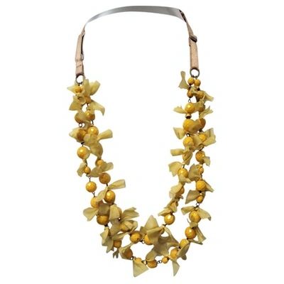 Pre-owned Prada Yellow Silk Necklace