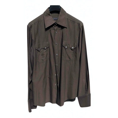 Pre-owned Gucci Brown Cotton Shirts