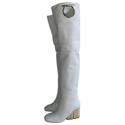 Pre-owned Ferragamo White Leather Boots