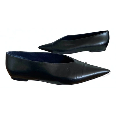 Pre-owned Celine Black Leather Ballet Flats