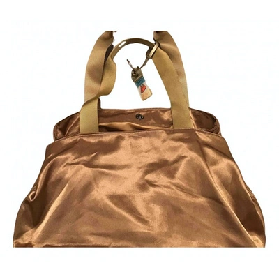 Pre-owned Bric's Silk Handbag In Beige