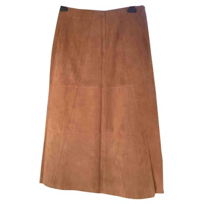 Pre-owned Maska Leather Mid-length Skirt In Brown