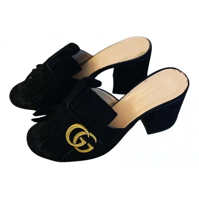 Pre-owned Gucci Marmont Heels In Black