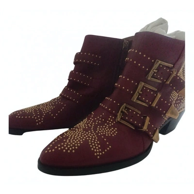 Pre-owned Chloé Susanna Burgundy Leather Ankle Boots