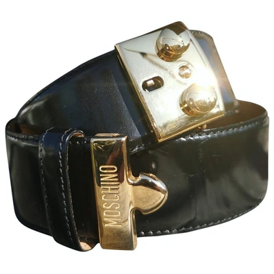 Pre-owned Moschino Patent Leather Belt In Black