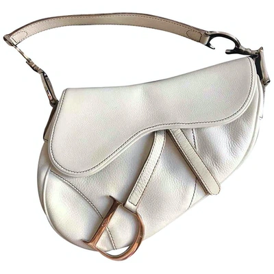 Pre-owned Dior Saddle Ecru Leather Handbag