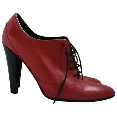 Pre-owned Hugo Boss Leather Ankle Boots In Red