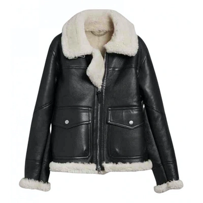 Pre-owned Burberry Black Shearling Leather Jacket