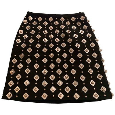 Pre-owned David Koma Wool Mini Skirt In Black