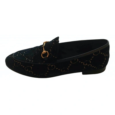 Pre-owned Gucci Princetown Navy Velvet Flats