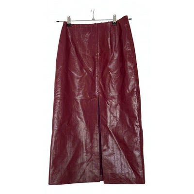 Pre-owned Rotate Birger Christensen Red Leather Skirt