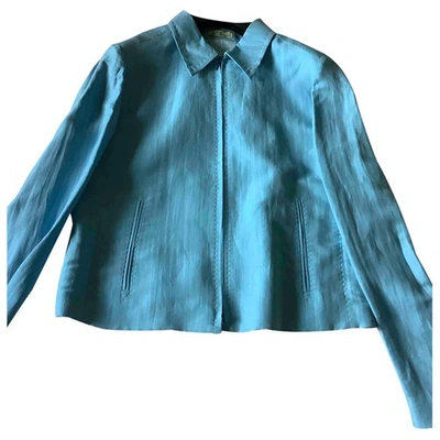 Pre-owned Maska Linen Mid-length Dress In Blue