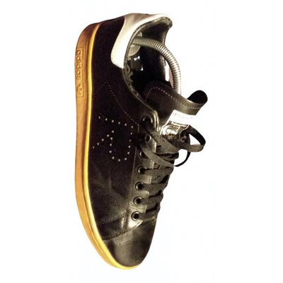 Pre-owned Adidas Originals Stan Smith Leather Low Trainers In Black