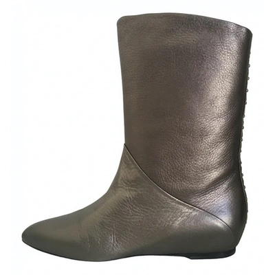 Pre-owned Hugo Boss Leather Boots In Metallic