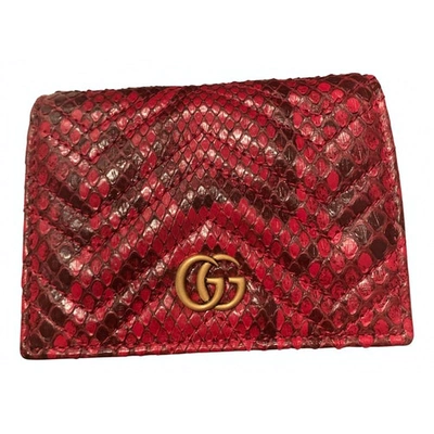 Pre-owned Gucci Marmont Red Python Wallet
