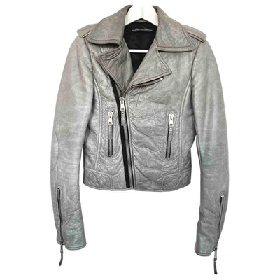 Pre-owned Balenciaga Leather Jacket In Grey