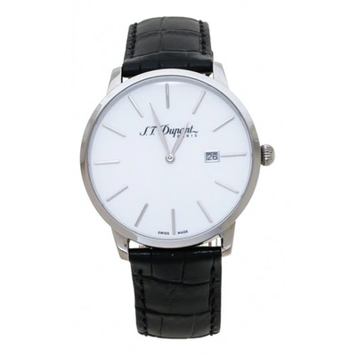 Pre-owned St Dupont White Steel Watch