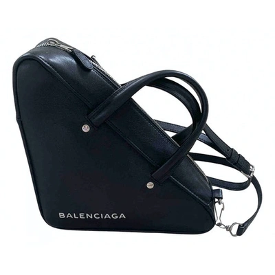 Pre-owned Balenciaga Triangle Leather Crossbody Bag In Black