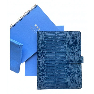 Pre-owned Smythson Blue Leather Purses, Wallet & Cases