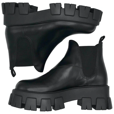 Pre-owned Prada Monolith Black Leather Boots