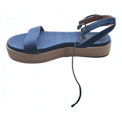 Pre-owned Hugo Boss Blue Cloth Sandals