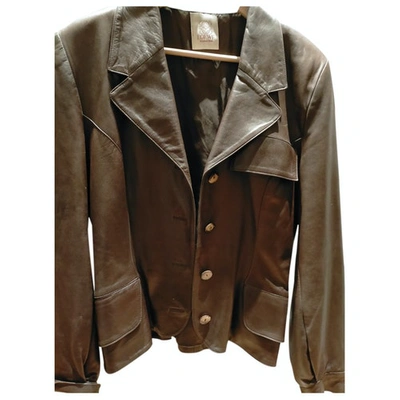 Pre-owned Loewe Leather Short Vest In Brown