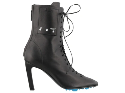 Off-white Off White Off White Leather Heel Boots In Black