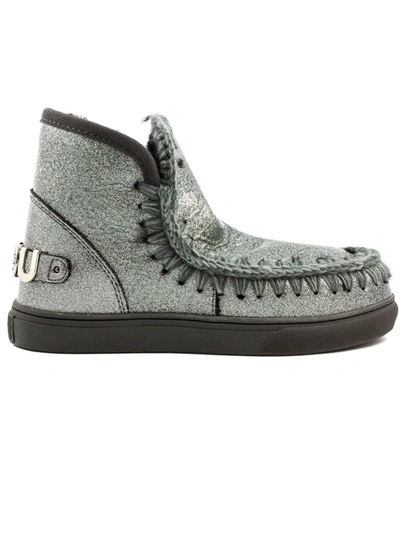 Shop Mou Eskimo Sneaker In Silver Glitter In Argento