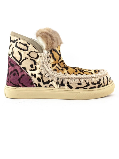 Shop Mou Eskimo Sneaker Big Leopard Sand Ponyskin In Leopardo