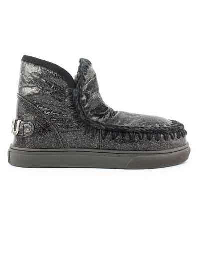 Shop Mou Eskimo Sneaker In 3d Glitter Charcoal In Nero