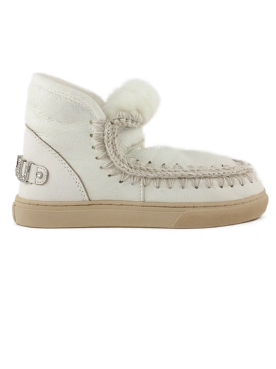 Shop Mou Eskimo Sneaker In White Sheepskin In Bianco