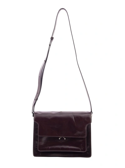 Shop Marni Soft Leather Trunk Bag Shoulder Bags In Bordeaux